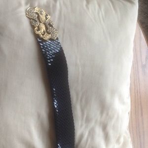Black Expandable Belt with Special Buckle